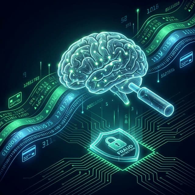Détection de fraude par IA — Un cerveau neural analysant des transactions